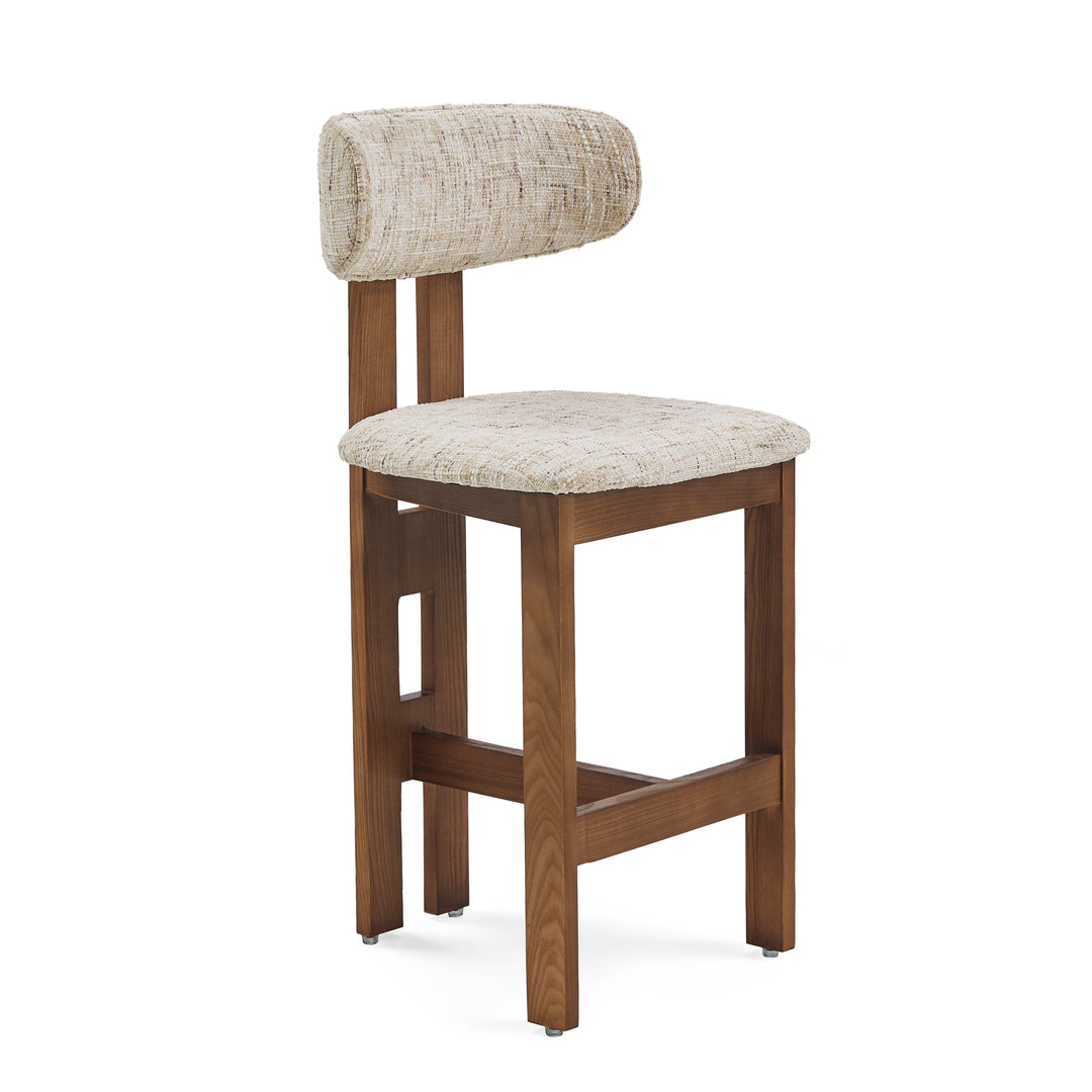 Desk One Maren Solid Wood Upholstered Counter Stool