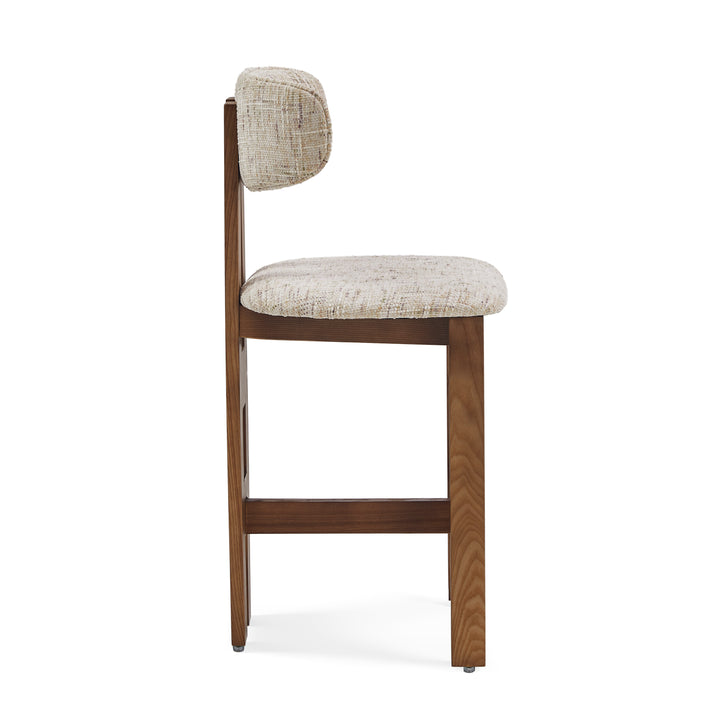 Desk One Maren Solid Wood Upholstered Counter Stool