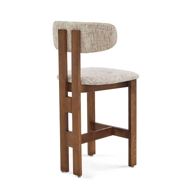 Desk One Maren Solid Wood Upholstered Counter Stool