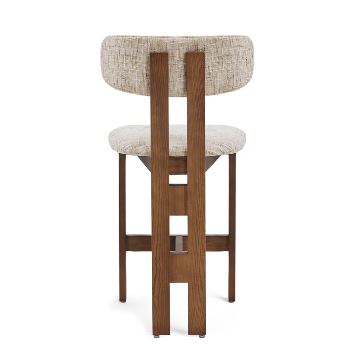 Desk One Maren Solid Wood Upholstered Counter Stool