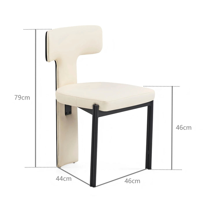 DeskOne T-Otte Chair — T-Shape PU Leather Back Warm Cream & Charcoal