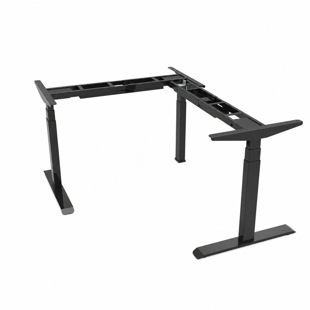Desk One 3-Leg L-Shaped Standing Desk Frame – Triple Motor Heavy Duty Corner Desk Base