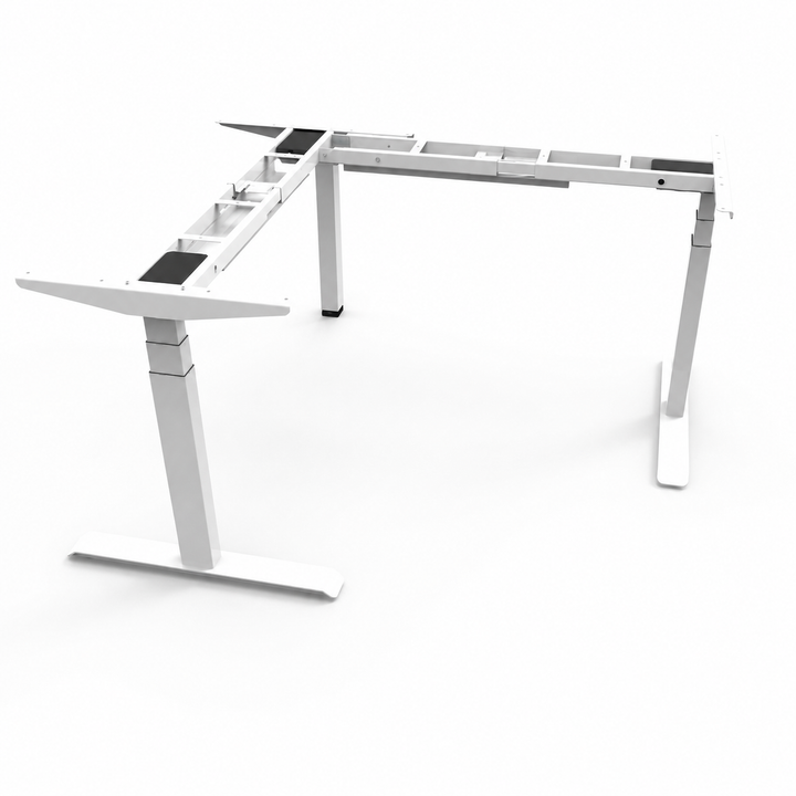 Desk One 3-Leg L-Shaped Standing Desk Frame – Triple Motor Heavy Duty Corner Desk Base