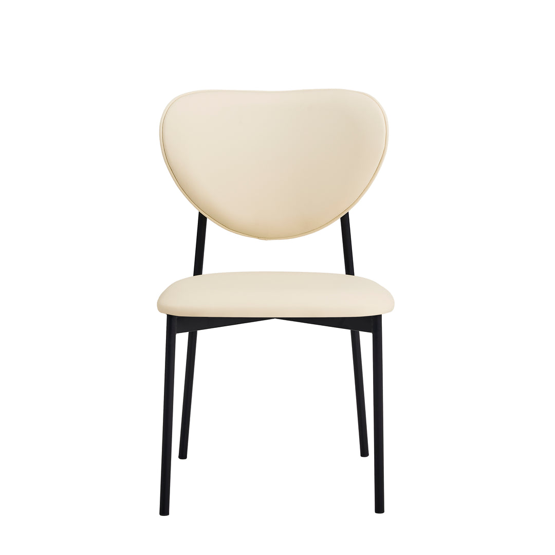 Desk One Nola Dining Chair – Cream PU Leather and Black Metal Frame
