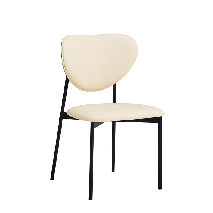 Desk One Nola Dining Chair – Cream PU Leather and Black Metal Frame