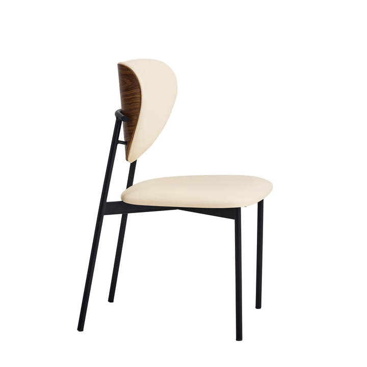 Desk One Nola Dining Chair – Cream PU Leather and Black Metal Frame