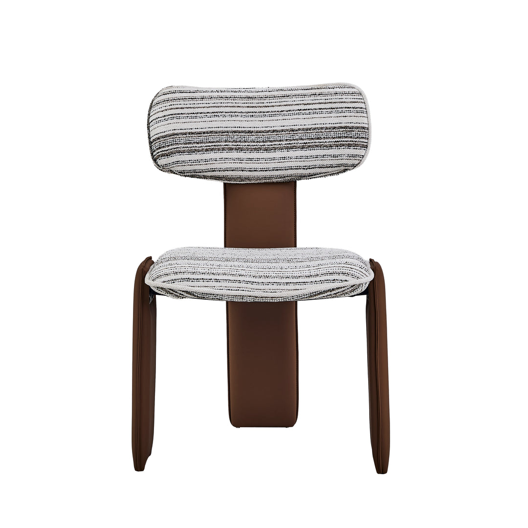 Desk One Pegaso Dining Chair – Textured Fabric Upholstery and Walnut Finish