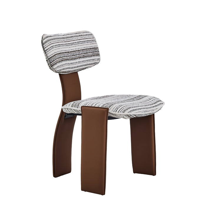 Desk One Pegaso Dining Chair – Textured Fabric Upholstery and Walnut Finish