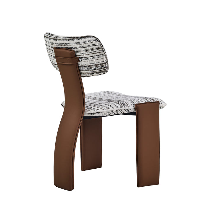 Desk One Pegaso Dining Chair – Textured Fabric Upholstery and Walnut Finish