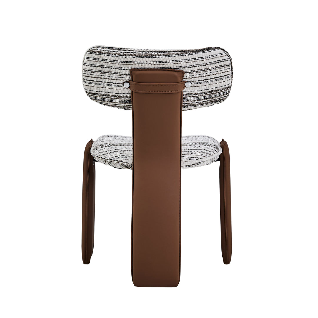 Desk One Pegaso Dining Chair – Textured Fabric Upholstery and Walnut Finish