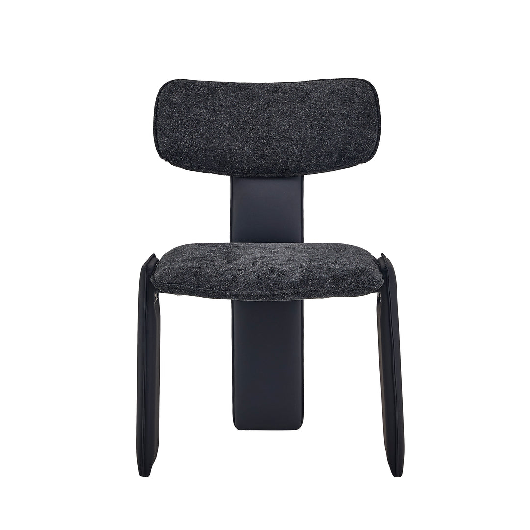 Desk One Pegaso Dining Chair – Textured Fabric Upholstery and Walnut Finish