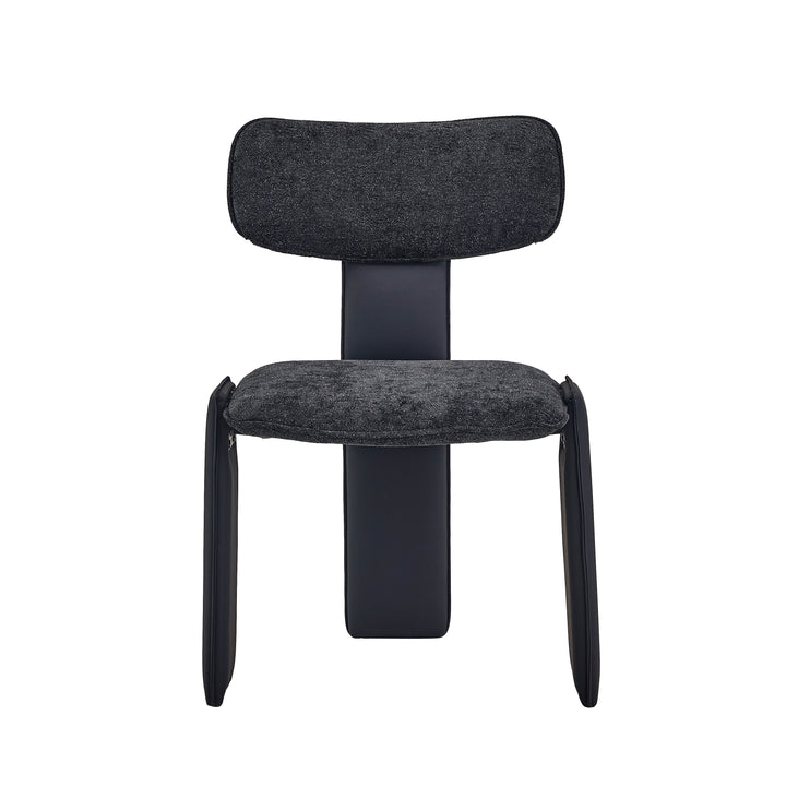 Desk One Pegaso Dining Chair – Textured Fabric Upholstery and Walnut Finish