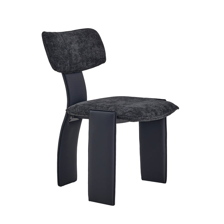 Desk One Pegaso Dining Chair – Textured Fabric Upholstery and Walnut Finish