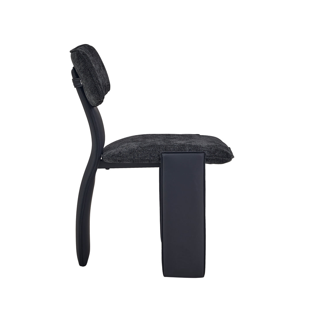 Desk One Pegaso Dining Chair – Textured Fabric Upholstery and Walnut Finish