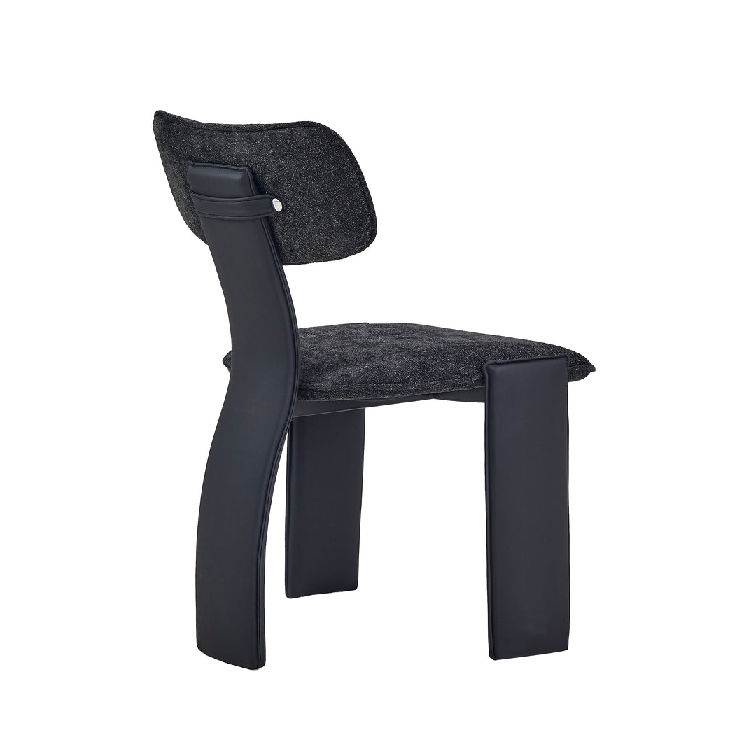 Desk One Pegaso Dining Chair – Textured Fabric Upholstery and Walnut Finish