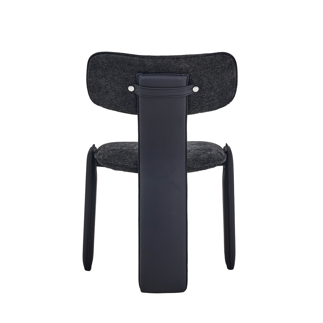 Desk One Pegaso Dining Chair – Textured Fabric Upholstery and Walnut Finish