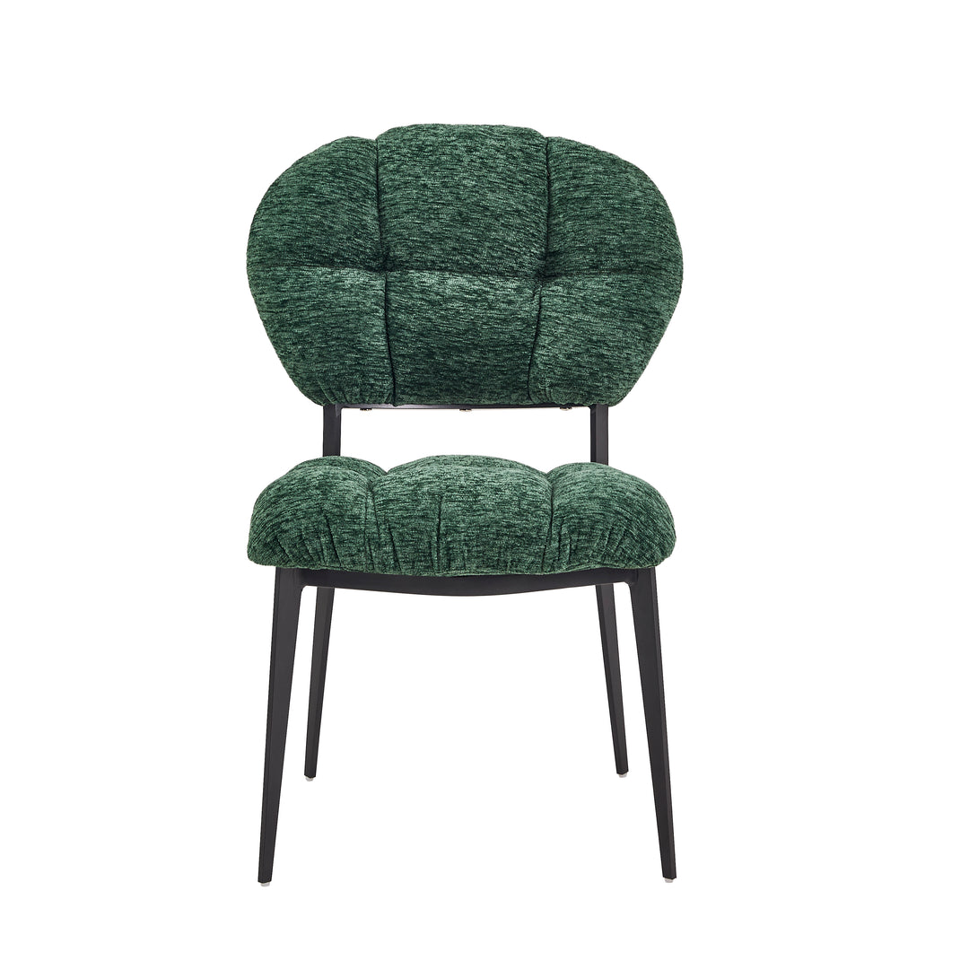 Desk One Clover Dining Chair – Green Chenille and Black Metal Frame