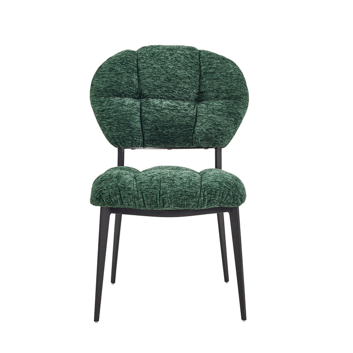 Desk One Clover Dining Chair – Green Chenille and Black Metal Frame