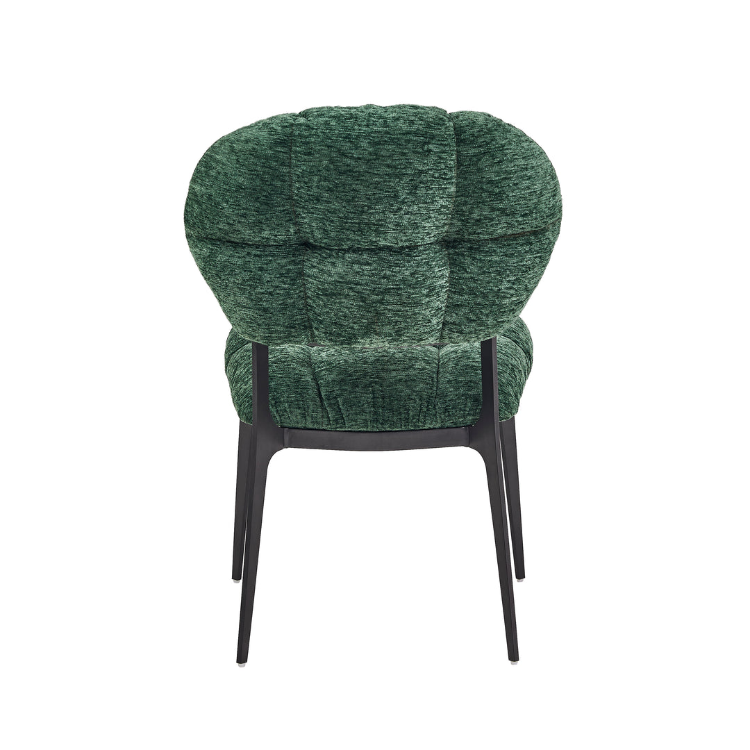 Desk One Clover Dining Chair – Green Chenille and Black Metal Frame