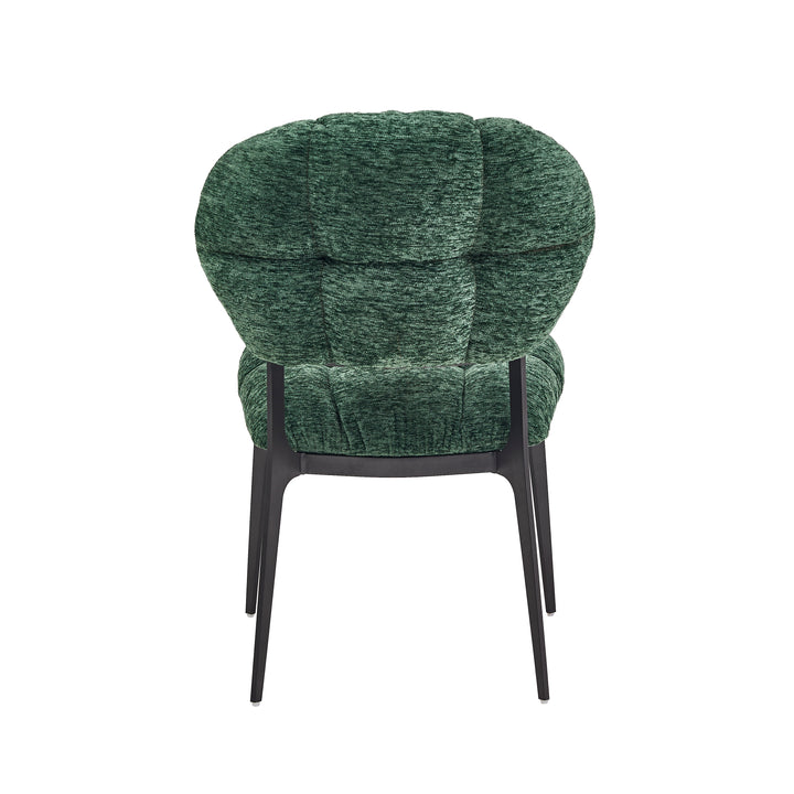 Desk One Clover Dining Chair – Green Chenille and Black Metal Frame
