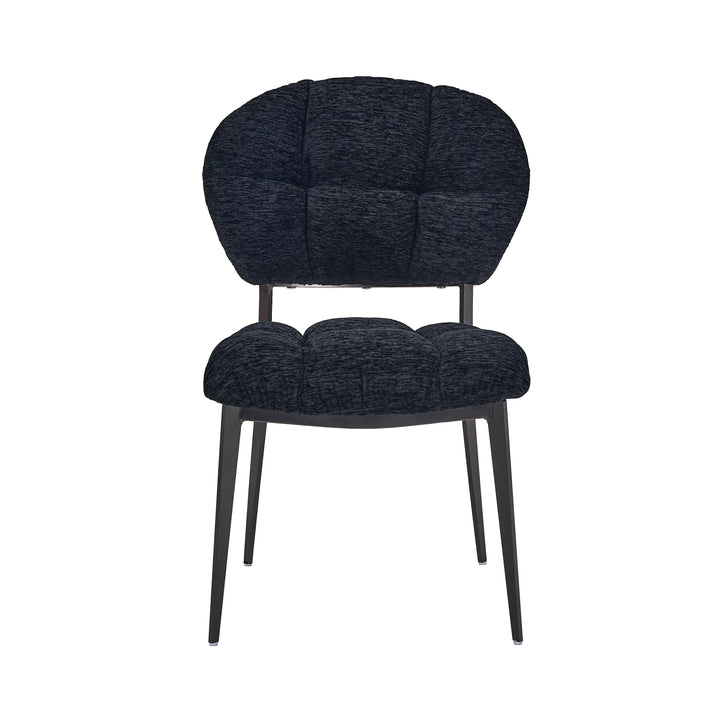 Desk One Clover Dining Chair – Green Chenille and Black Metal Frame