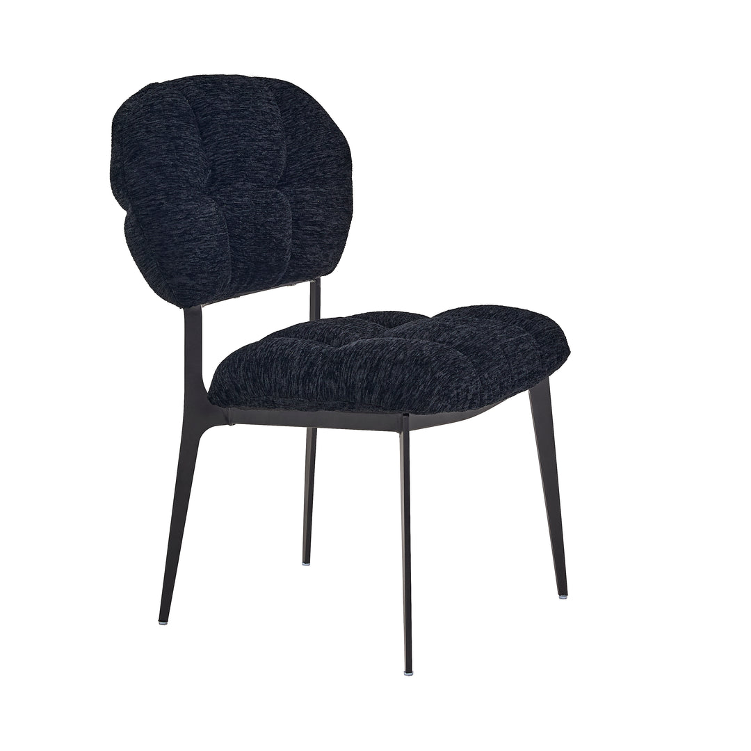 Desk One Clover Dining Chair – Green Chenille and Black Metal Frame