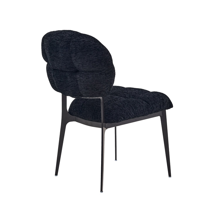 Desk One Clover Dining Chair – Green Chenille and Black Metal Frame