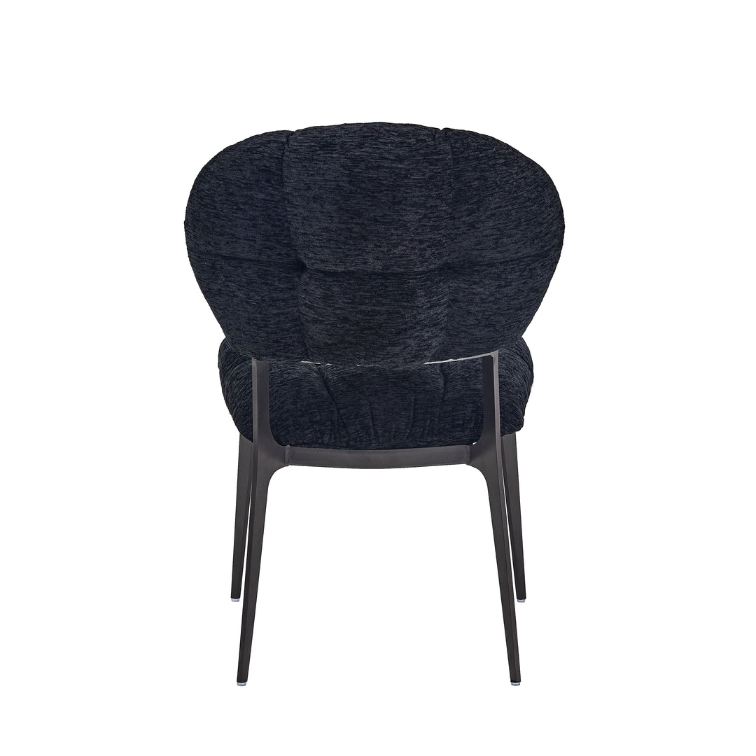 Desk One Clover Dining Chair – Green Chenille and Black Metal Frame