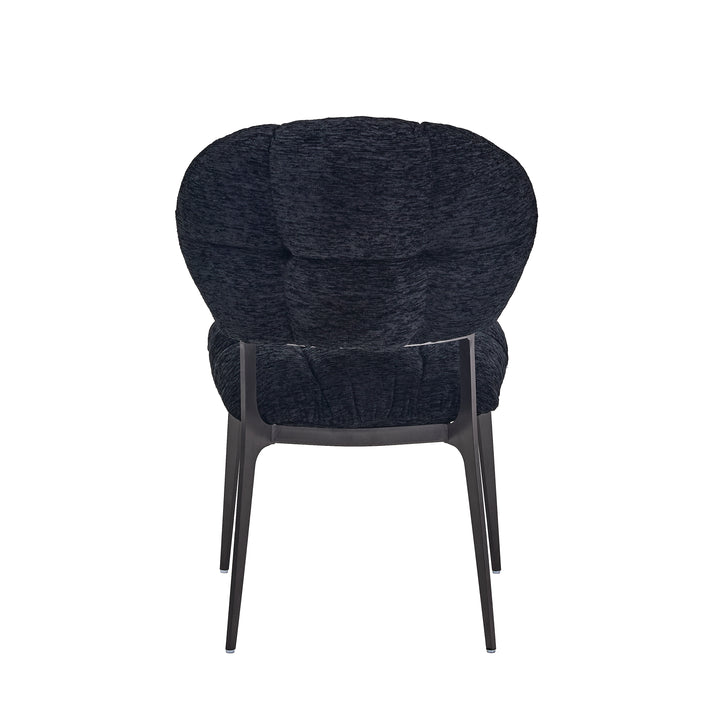 Desk One Clover Dining Chair – Green Chenille and Black Metal Frame