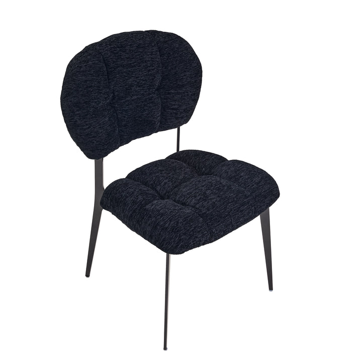 Desk One Clover Dining Chair – Green Chenille and Black Metal Frame