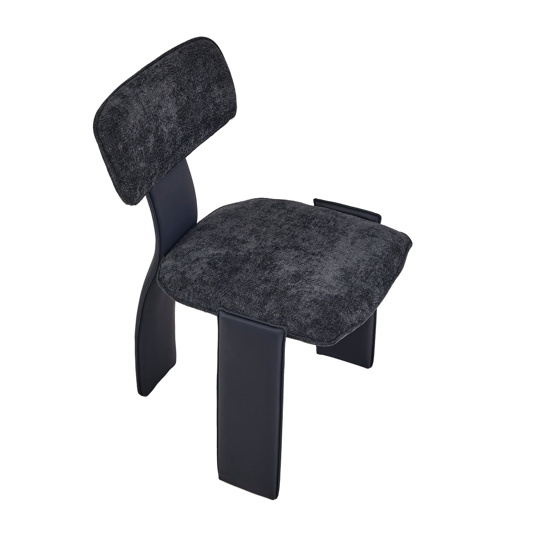 Desk One Pegaso Dining Chair – Textured Fabric Upholstery and Walnut Finish