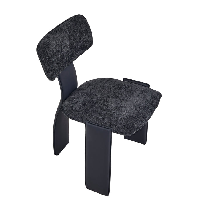 Desk One Pegaso Dining Chair – Textured Fabric Upholstery and Walnut Finish
