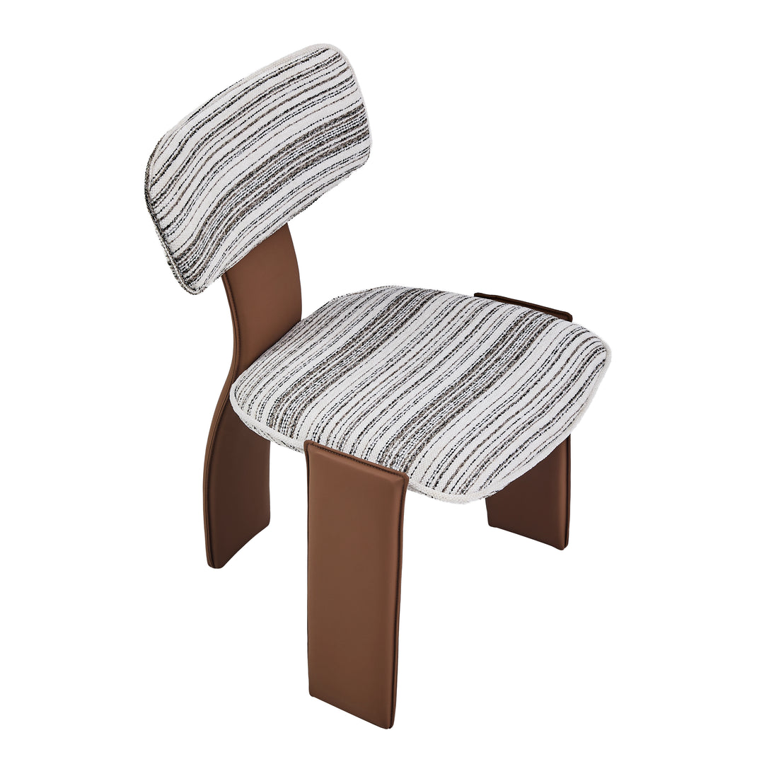 Desk One Pegaso Dining Chair – Textured Fabric Upholstery and Walnut Finish