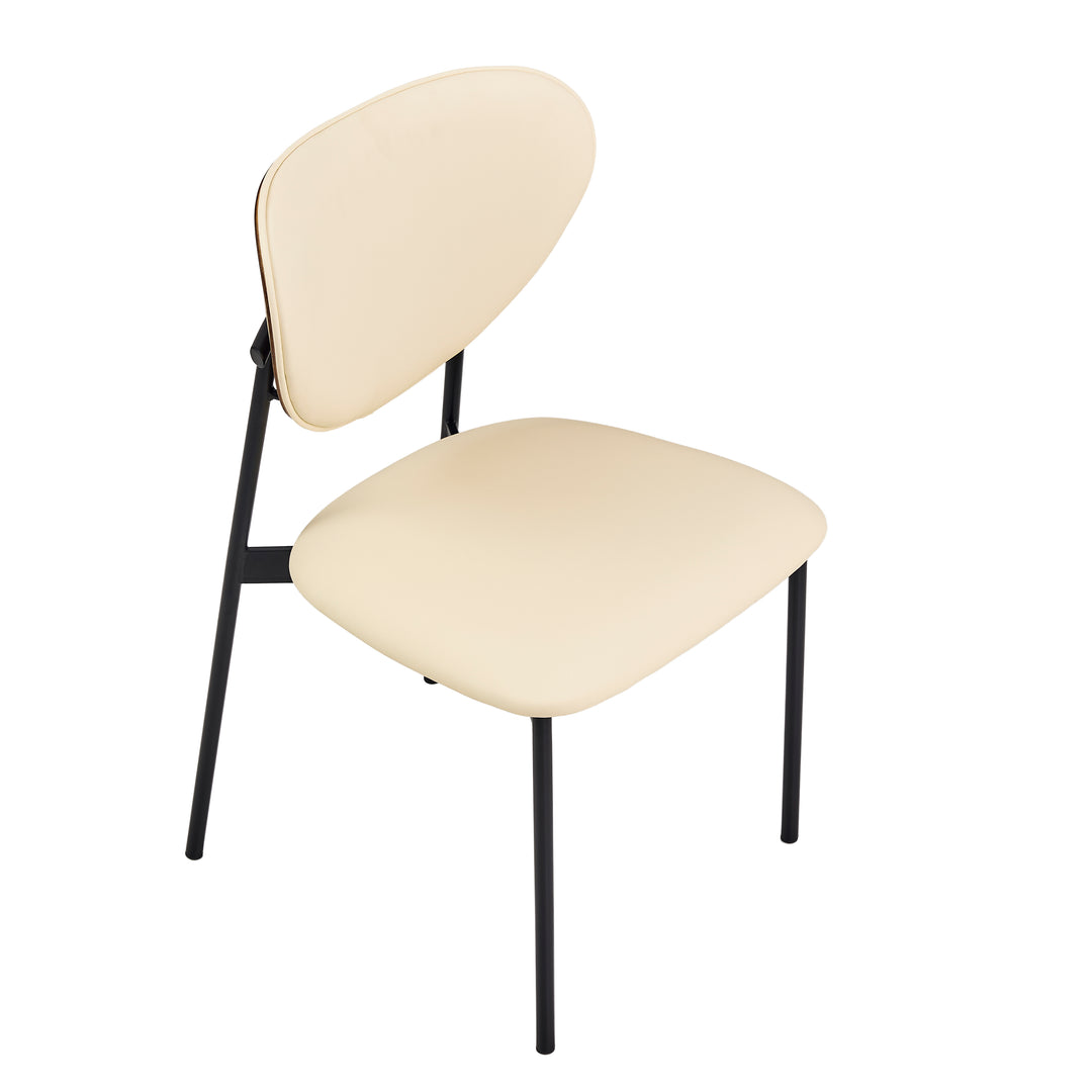 Desk One Nola Dining Chair – Cream PU Leather and Black Metal Frame