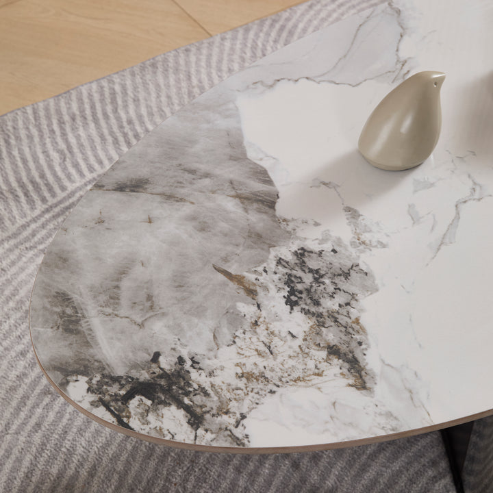 Desk One Renzo - White Sintered Stone & Walnut Designer Coffee Table
