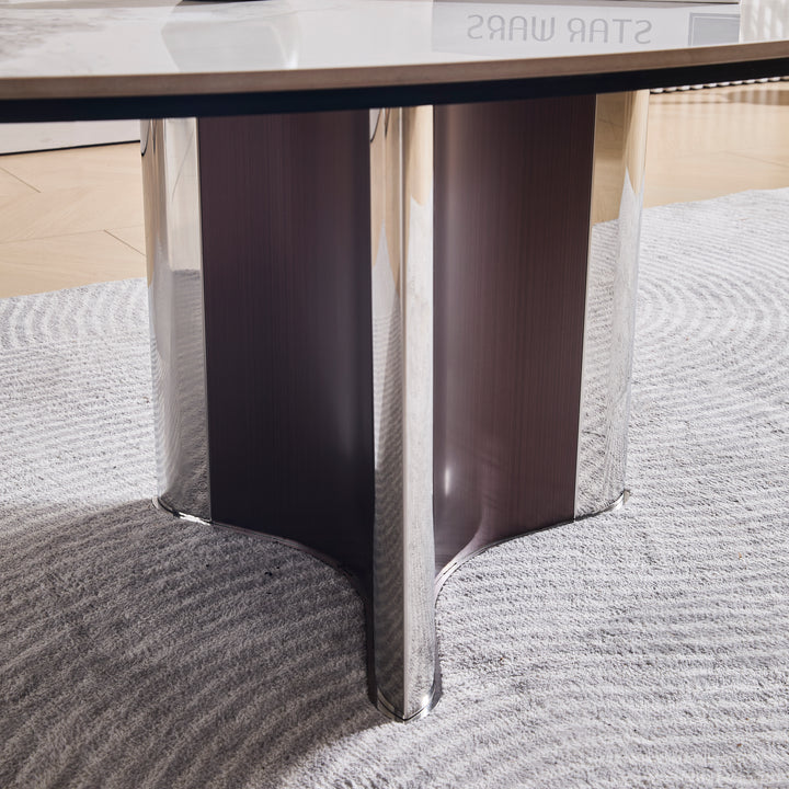 Desk One Renzo - White Sintered Stone & Walnut Designer Coffee Table