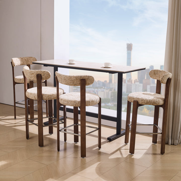 Desk One Arova Stone-Look Bar Table with Black Metal Frame