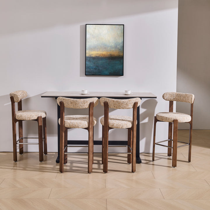 Desk One Arova Stone-Look Bar Table with Black Metal Frame