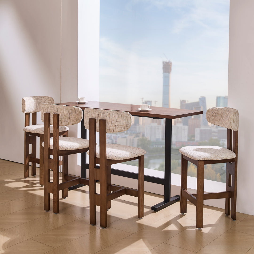 Desk One Varen Walnut Bar Table with Black Metal Frame
