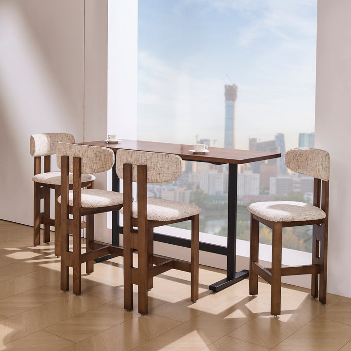 Desk One Varen Walnut Bar Table with Black Metal Frame
