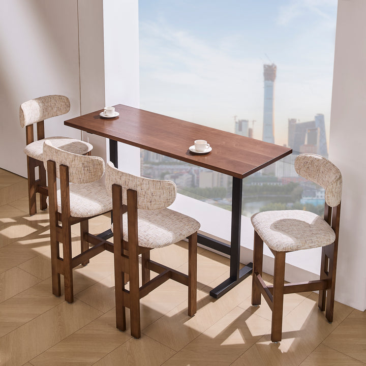 Desk One Varen Walnut Bar Table with Black Metal Frame