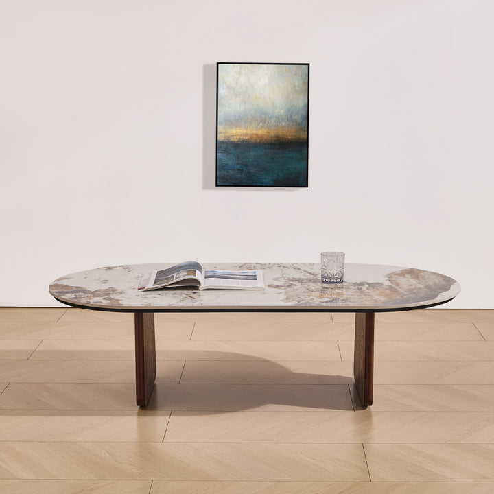 Desk One Calista Oval Marble-Effect Coffee Table