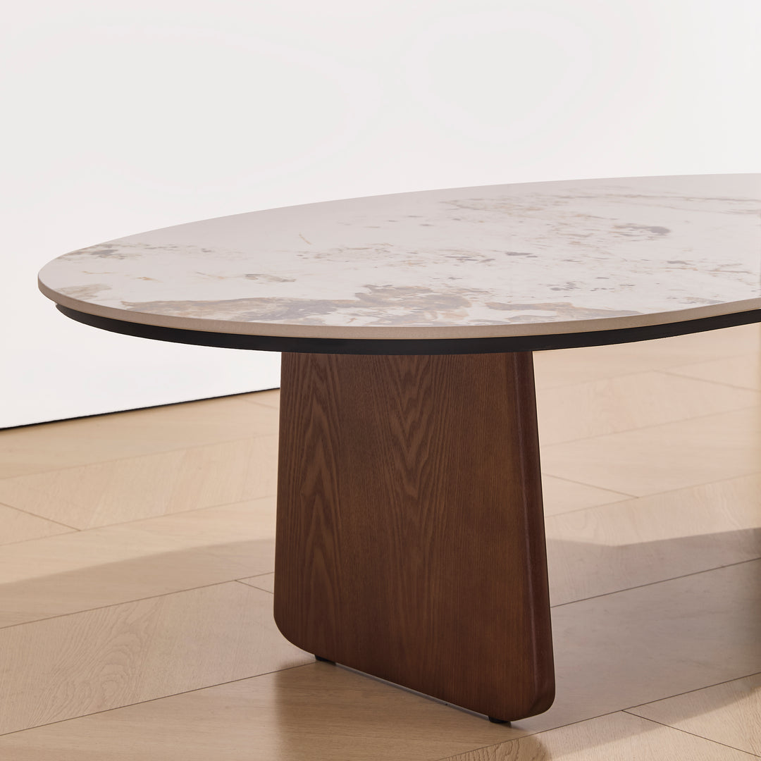 Desk One Calista Oval Marble-Effect Coffee Table