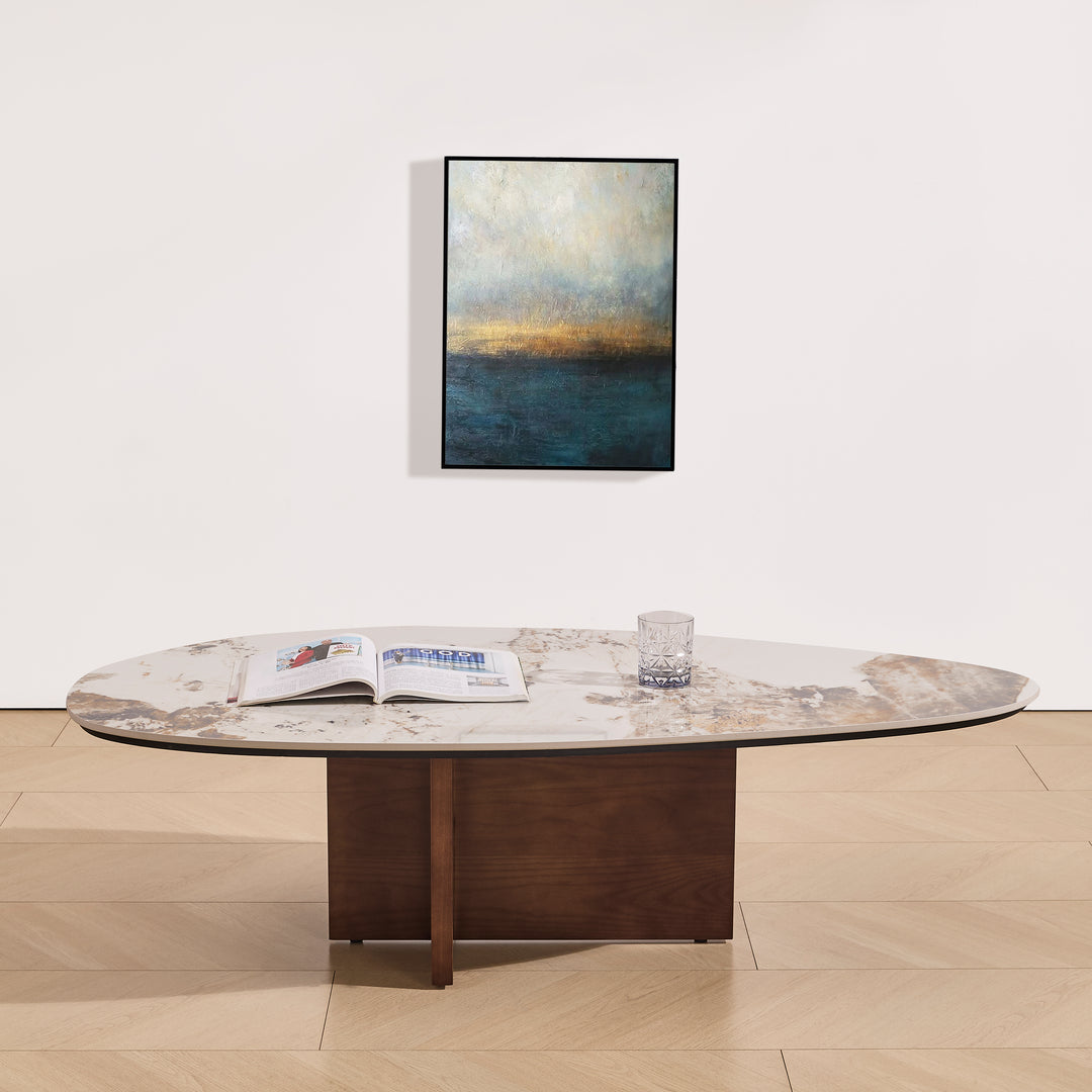 Desk One Varenna Oval Marble-Effect Coffee Table