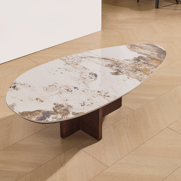 Desk One Varenna Oval Marble-Effect Coffee Table
