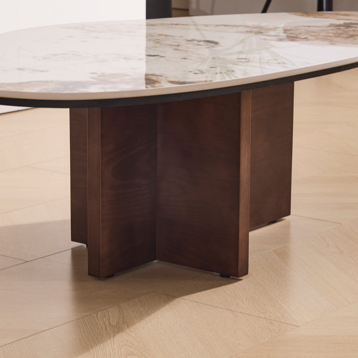 Desk One Varenna Oval Marble-Effect Coffee Table