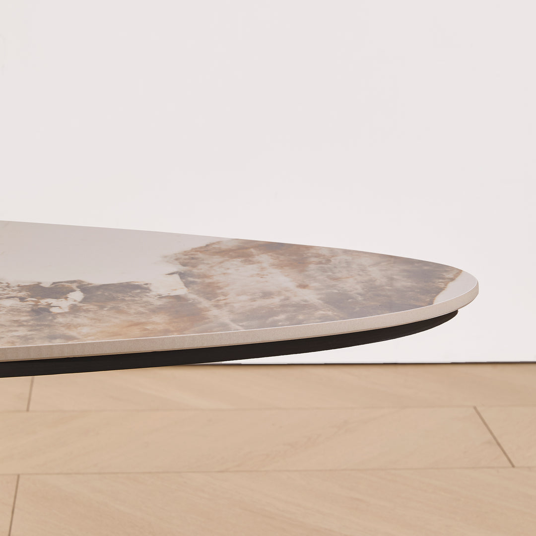 Desk One Varenna Oval Marble-Effect Coffee Table