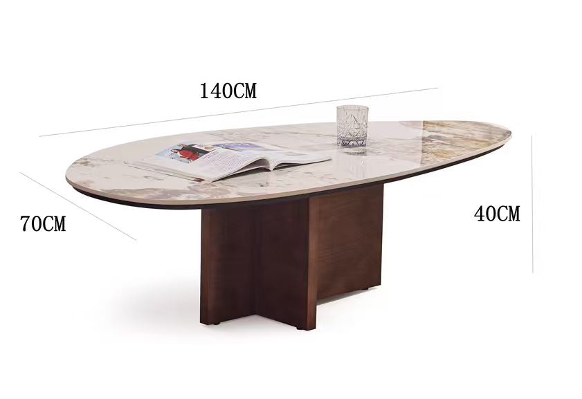 Desk One Varenna Oval Marble-Effect Coffee Table