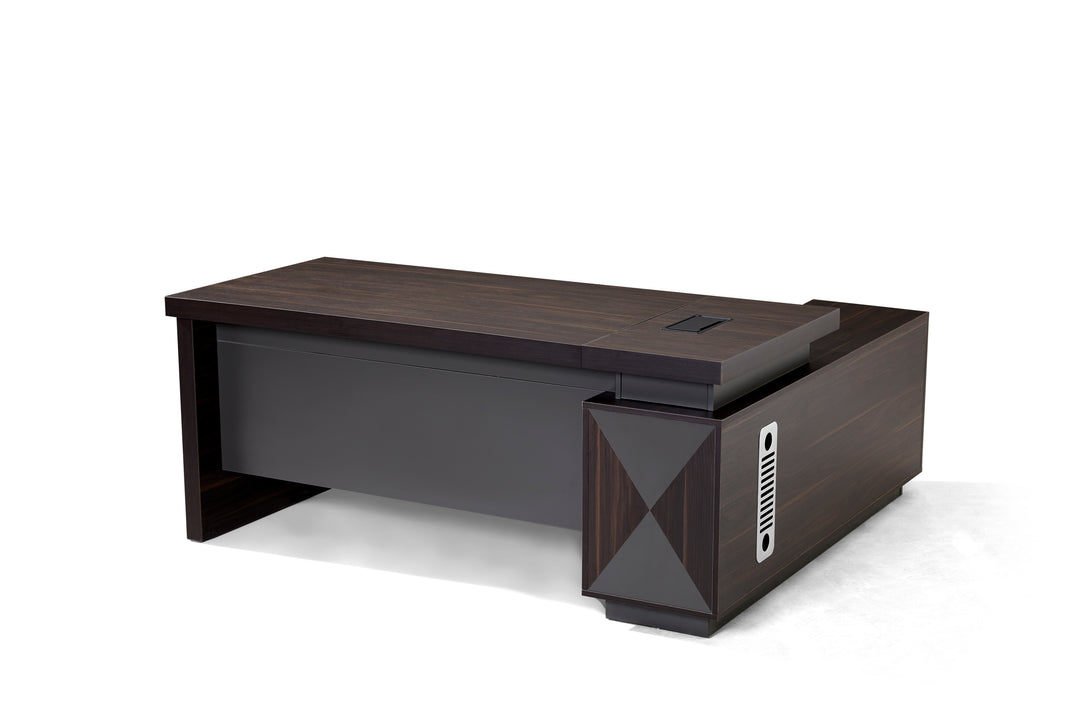Corner desk with storage/ corner work station/ L shaped desk A003 Tian Walnut