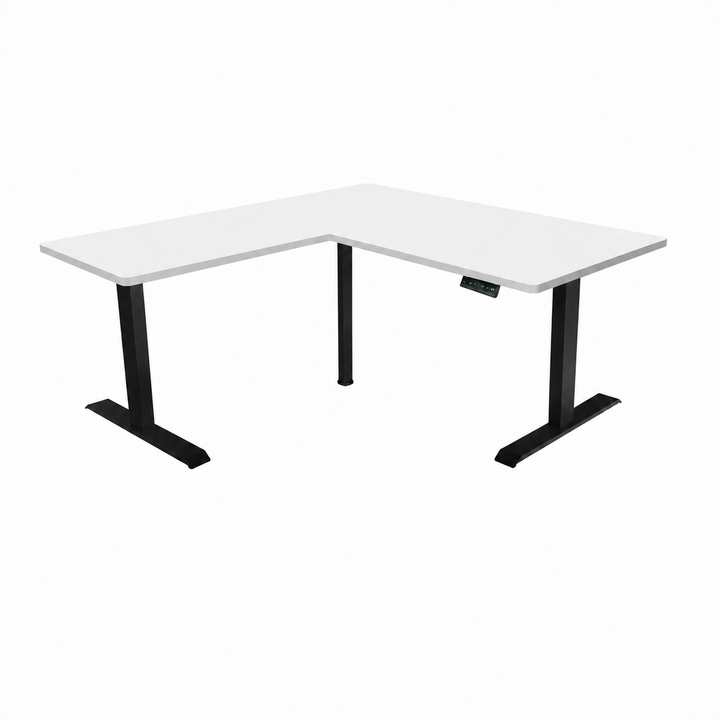 Desk One L-Shaped Standing Desk - Triple Motor 3-Leg Sit-Stand Desk with Dual Tabletop